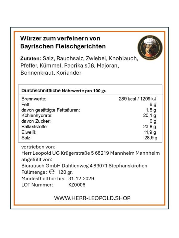 herr-leopold-bayern-etikett-zutaten Gewürzmischung Bayern
