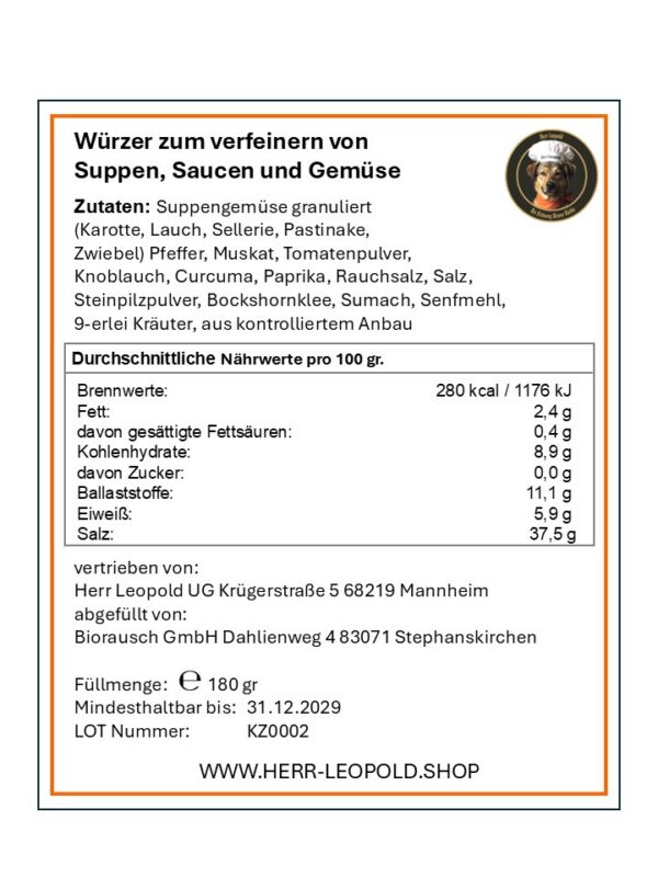 herr-leopold-gemuesebruehe-etikett-zutaten Gewürzmischung Gemüsebrühe